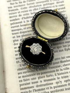 Bague vintage en or 18 carats avec motif de marguerites en diamants, vers 1980