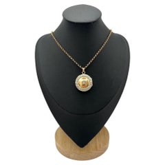 Antique 15ct Two Tone White & Rose Gold, Diamond Set Round Locket, Circa 1900