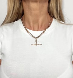 Antique 9ct Rose Gold Albert Chain, Trombone & Knot Link Chain, Birmingham 1919