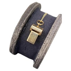 Oro vintage 18 carati, ciondolo a forma di fischietto funzionante, ciondolo per collana, ciondolo per braccialetto
