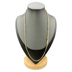 Antique 9ct Gold, Edwardian Fancy Link 20 Inch Chain Necklace with Swivel Clasp