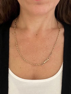 Antique 9ct Gold, Edwardian Fancy Link 20 Inch Chain Necklace with Swivel Clasp