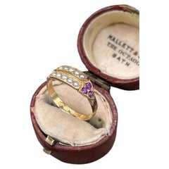 Antique 15ct Gold, Victorian Amethyst & Pearl Ring, Hallmarked Birmingham 1899