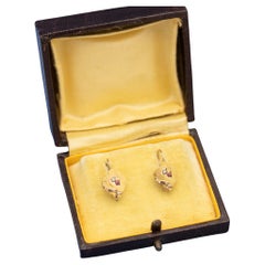 18K dormeuses - Antique earrings with seed pearls - Victorian sleepers