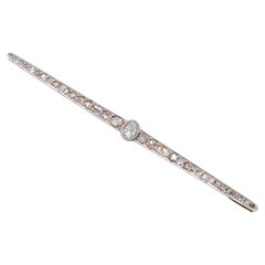Art Deco 18K Yellow Gold Rose Cut Diamond Bar Brooch, Circa 1930
