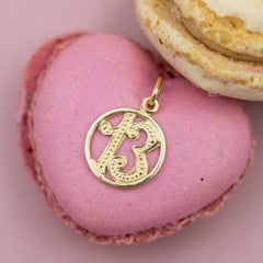 Vintage 18K Solid Yellow Gold Lucky Number 13 Pendant – Good Luck Talisman Charm