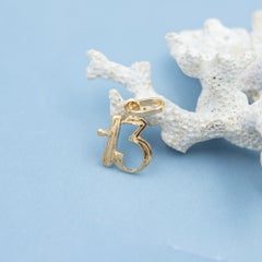 Vintage 18K Solid Yellow Gold Lucky Number 13 Pendant – Good Luck Talisman Charm