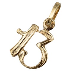 Vintage 18K Solid Yellow Gold Lucky Number 13 Pendant – Good Luck Talisman Charm