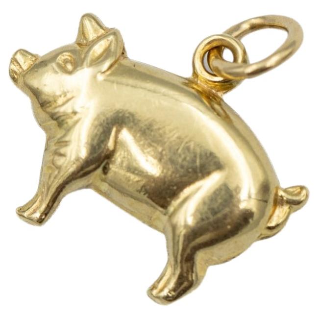 18-Karat-Schwein – Vintage-Anhänger in Tierform – kleiner, niedlicher Anhänger – Glücksbringer