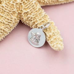 Vintage 18k solid white Gold Angel Raphael pendant – Italian Cherub charm
