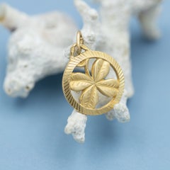 French 18K solid Gold Four-Leaf Clover Pendant – Vintage Good Luck jewelry