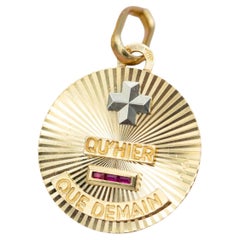 Vintage French 18k Plus qu'hier et moins que demain - Authentic Augis pendant