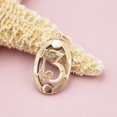 9K solid gold good luck nr 13 charm - Vintage number thirteen pendant