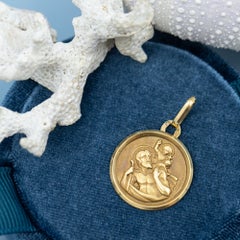French Small 18K solid Gold Saint Christopher Medal – Vintage Catholic Charm