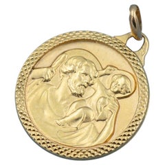 18K solid Gold Saint Christopher Medal – Vintage Catholic Charm - Travellers