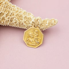 French 18K solid Gold Saint Christopher Medal – Vintage Catholic Charm