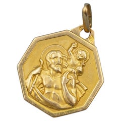 French 18K solid Gold Saint Christopher Medal – Vintage Catholic Charm
