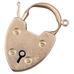 English Love charm - 9k solid rose gold heart shaped lock pendant