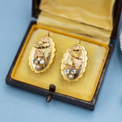 Antique 18k gold earrings - Dutch Victorian dormeuse sleepers - 1880-1890
