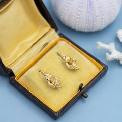Antique French 18K Yellow Gold Flower sleeper Earrings – Victorian Dormeuses