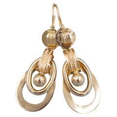 Rare 18K Day And Night earrings - Antique dangling dormeuses - 18 karat gold