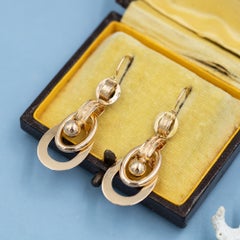 Rare 18K Day And Night earrings - Antique dangling dormeuses - 18 karat gold