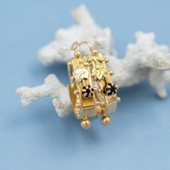 Antique French solid gold Briquet Poissarde Dangle Earrings - Floral Dormeuse