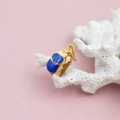 18K Egyptian light solid yellow gold Scarab charm - good luck amulet  - Beetle