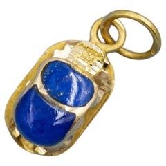 18K Egyptian light solid yellow gold Scarab charm - good luck amulet  - Beetle