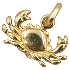 18k crab - Vintage animal charm pendant - 18 ct yellow gold pendant