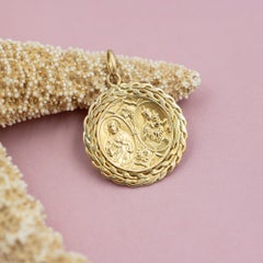 Vintage 18k gold Catholic charm, Holy Sacred Heart of Jesus our lady of Scapular