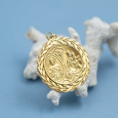 Vintage 18k gold Catholic charm, Holy Sacred Heart of Jesus our lady of Scapular