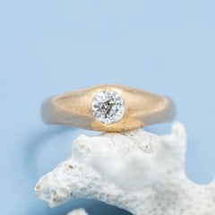 Antique patina solitair bombé ring - 18k solid rose gold 0.5ct Old Mine diamond