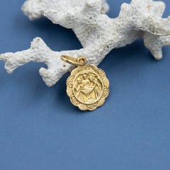 Vintage 18k solid gold Baptism charm - ricordo del battesimo medallion - baptism