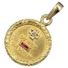 Vintage 18k "Più di ieri e meno di domani" - Ciondolo Augis autentico