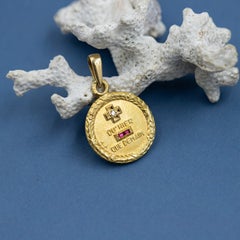 Vintage 18k "Più di ieri e meno di domani" - Ciondolo Augis autentico