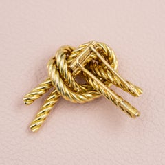 Hermès, Vintage French 18k solid gold twisted rope knot brooch by Georges L'Enfa