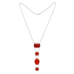 Belle Epoque fire opal Pendant necklace at 1stDibs