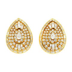 David Webb Diamond Gold Cluster Earrings