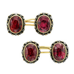 Buccellati Tourmaline Diamond Silver Gold Cufflinks