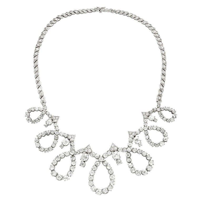 Pierre Sterle Paris 1950s Diamond Loop necklace