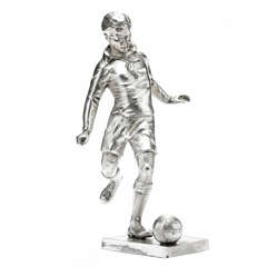 Art Deco silver statue of a Football player