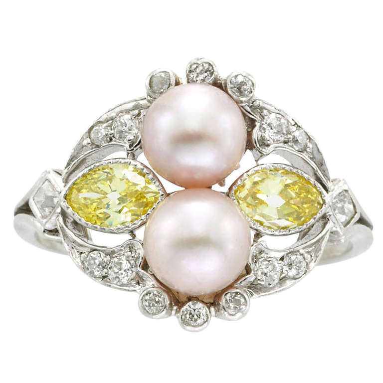 Tiffany Belle Epoque pearl and diamond ring