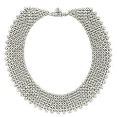 Tiffany & Co. Diamond Platinum Flexible Mesh Quatrefoil Bib Necklace