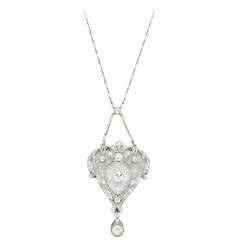 Belle Epoque Crystal Diamond Platinum Pendant Necklace
