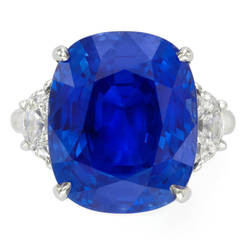 Sapphire Diamond Platinum Engagement Ring