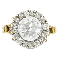 Antique diamond Silver gold cluster ring
