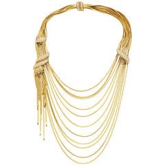 Diamond Gold Fringe Necklace