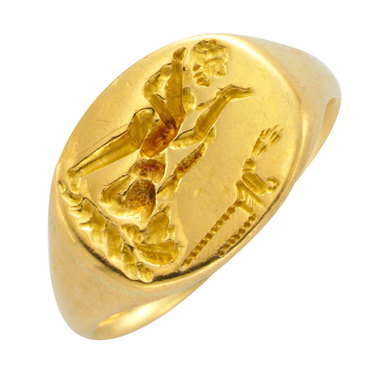 Antique Gold Erotic Intaglio Ring For Sale