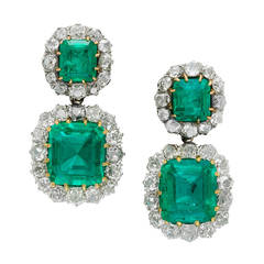 Antique Emerald Diamond Earrings